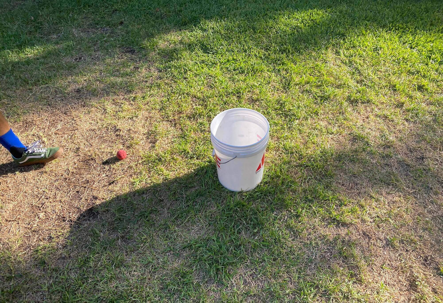 Playing the Bucket game with a footbag.